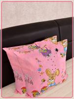 Детские наволочки Ивановская бязь Зайчики с корзинкой вид 1 розовый 2 шт.